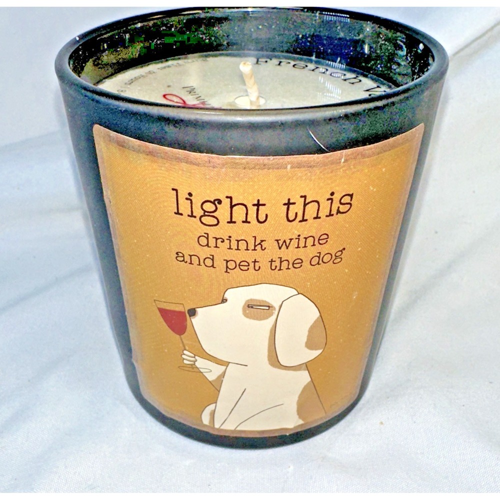 Light This Drink Wine and Pet the Dog Jar Candle Dog Lover NEW